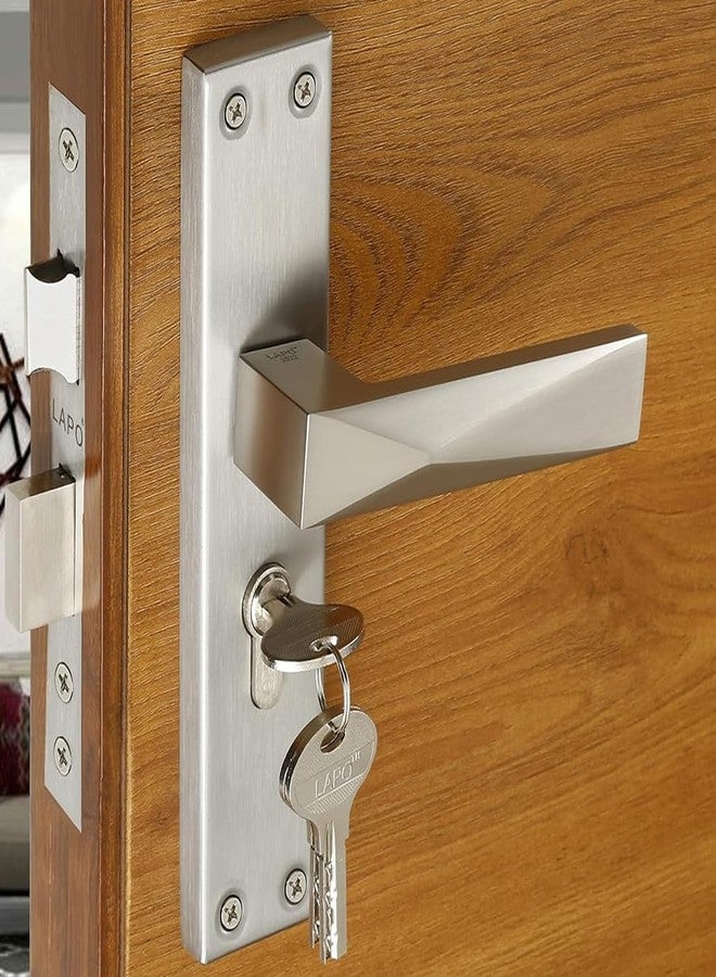 LAPO Brass Heavy Duty Main Door Lock Set for Home, Mortise Handles with Keys and 60mm Cylinder, 45x45 mm Lockbody, Handle Lock for Bedroom, Office, Hotel (Satin Matt Finish,3 Years Warranty) Cy-131 - Image 1